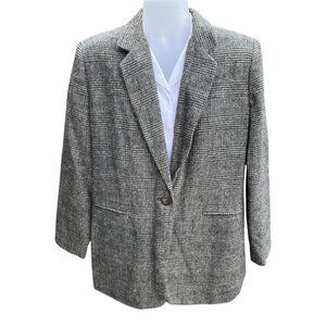 Vintage Harve Benard Women's Blazer Gray Jacket Houndstooth Plaid Jacket Size XL